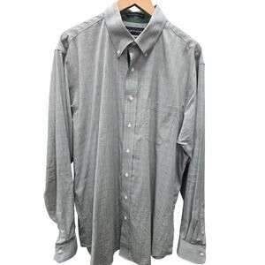 Paul Frederick Non-Iron Plaid Dress Shirt, Green & White, 17 1/2 x 37